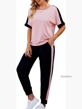 Soft Recycled Jogger Set, Short Sleeve Top & Pants, Lounge & Active Wear
